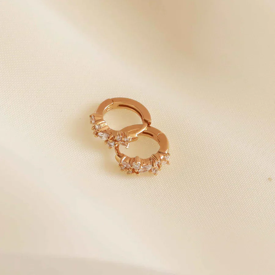 Crystal Cluster Huggies | White Gold - Image 3