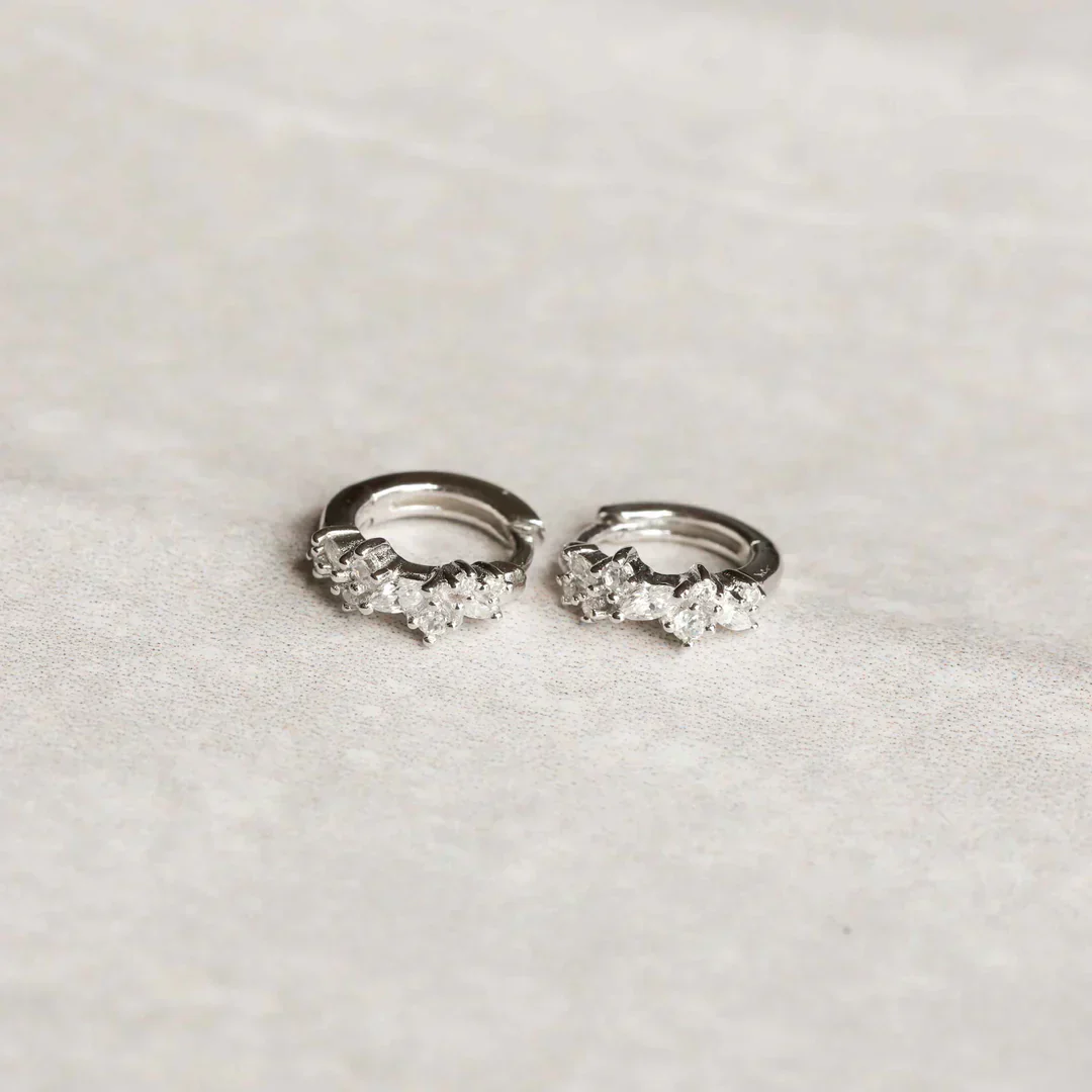 Crystal Cluster Huggies | White Gold - Image 6