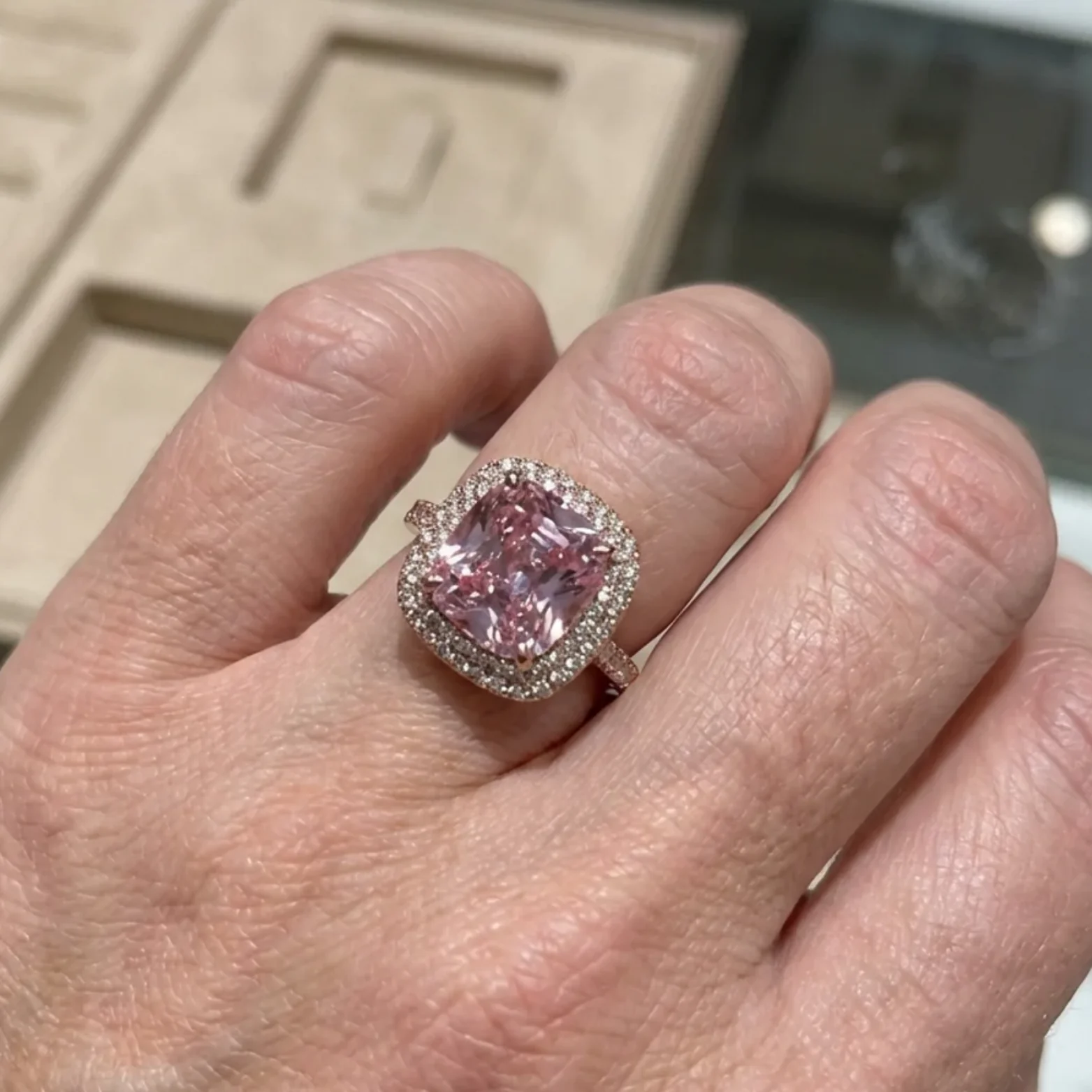 Cushion Pink Sapphire Ring | Gold - Image 6