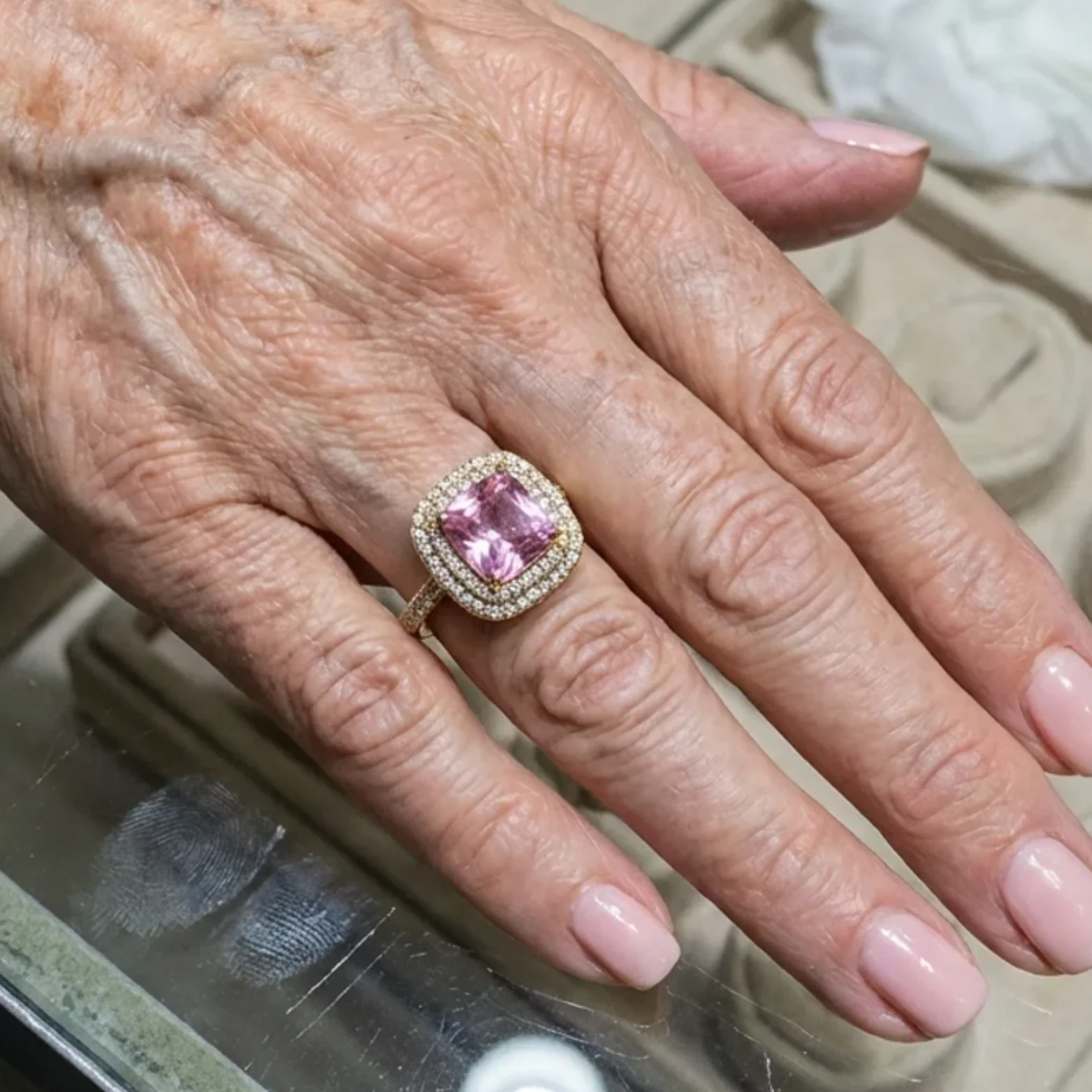 Cushion Pink Sapphire Ring | Rose Gold - Image 4