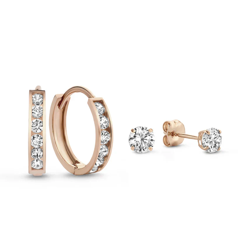Dara Brillane Stone Earrings Set | White Gold - Image 3