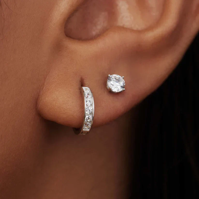 Dara Brillane Stone Earrings Set | White Gold - Image 4