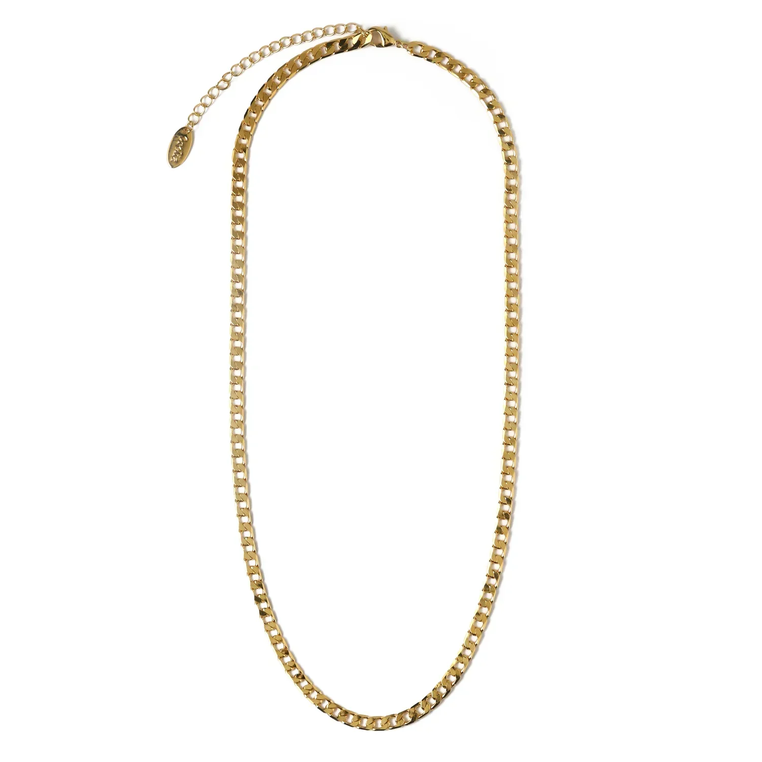 Flat Link Curb Chain Necklace | White Gold - Image 4