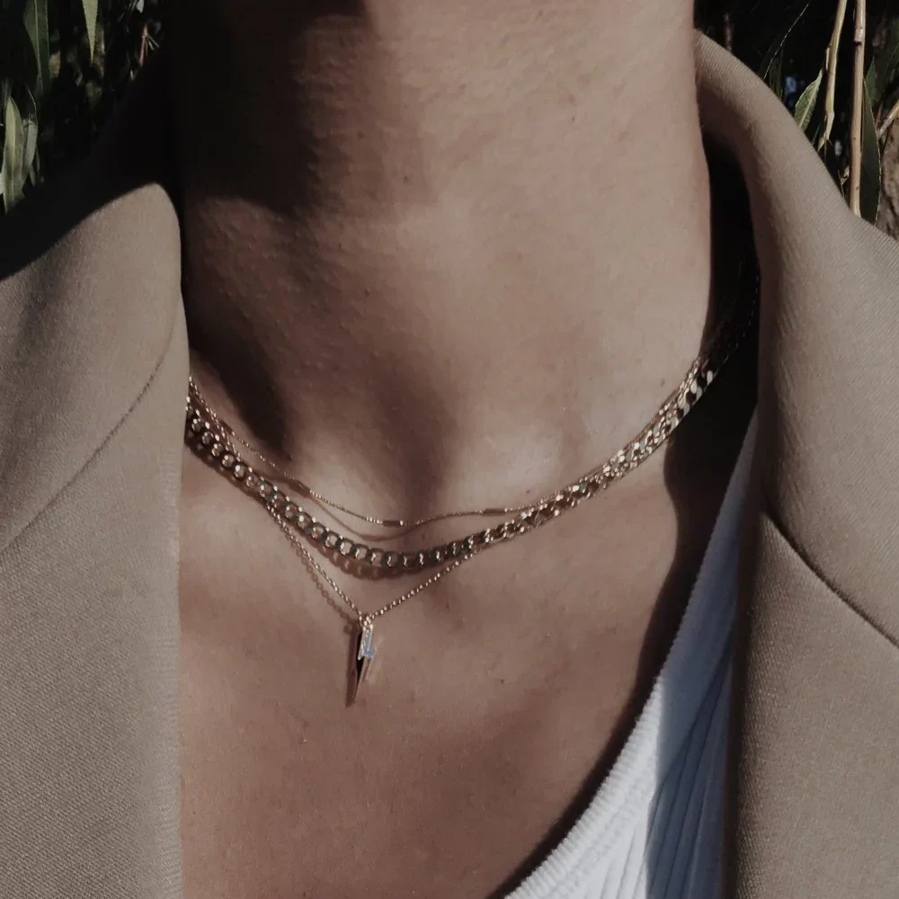 Flat Link Curb Chain Necklace | White Gold - Image 5