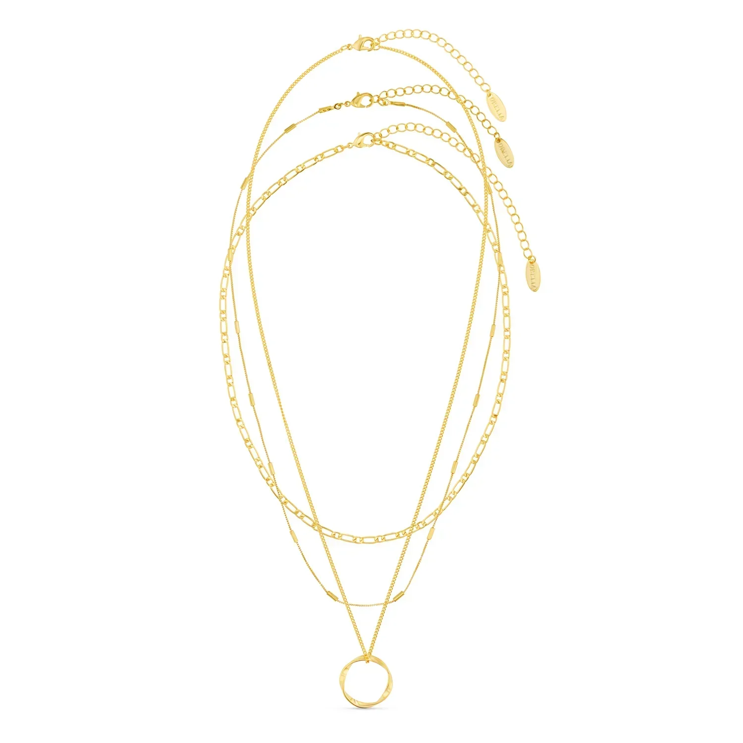 Open Circle Three Row Necklace | White Gold - Image 4